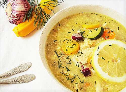 Greek Chicken Soup with Semolina and Vegetables