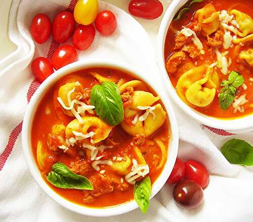 Tortellini Soup with Italian Sausage ( Quick Version )