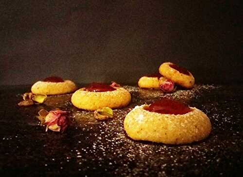Pistachio Thumbprint Cookies with Rose Jam