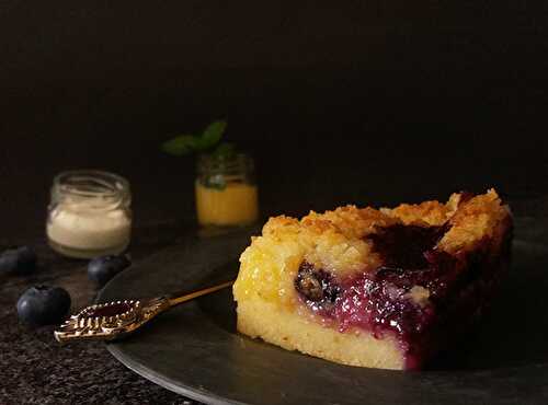 Lemon Curd Blueberries Crumb Cake