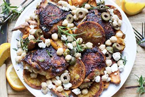 Charred chicken with sweet potatoes & oranges
