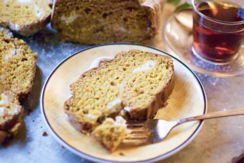 Gluten-free pumpkin bread with cream cheese filling