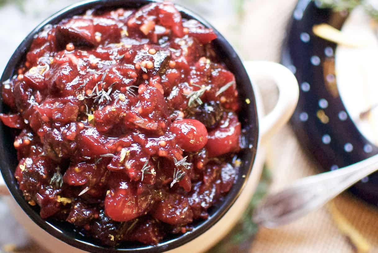 Gingered cranberry fig chutney
