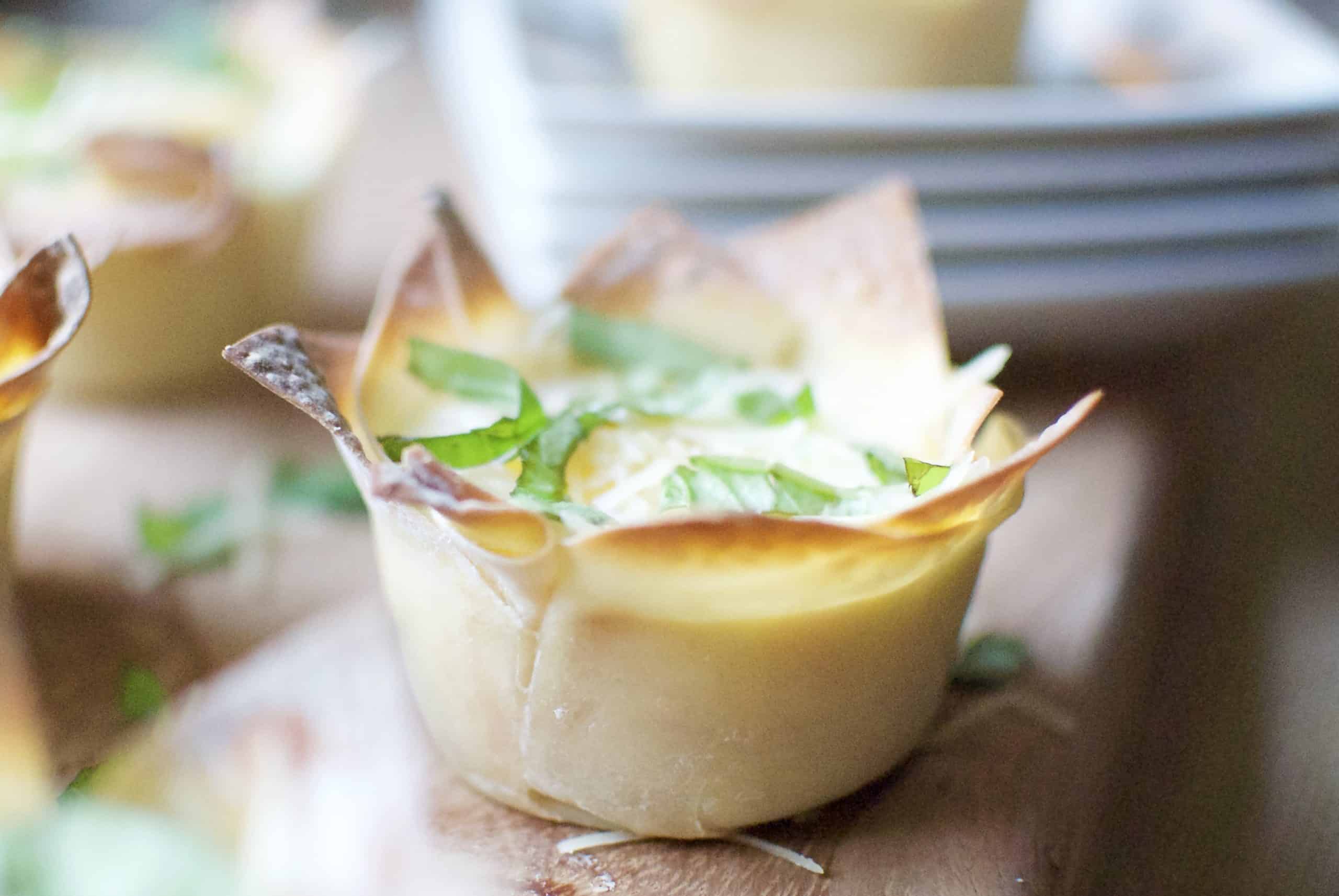 Italian egg wonton cups