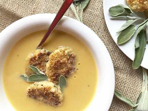 Roasted squash soup with chicken croquettes