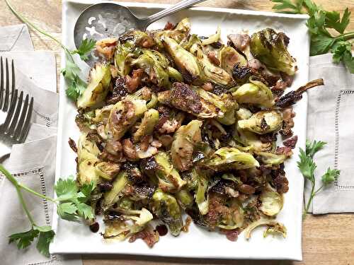 Balsamic roasted brussels sprouts with bacon