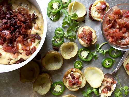 Chorizo queso with potato skins