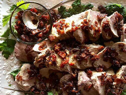 Pan-roasted pork tenderloin with bacon-maple dressing