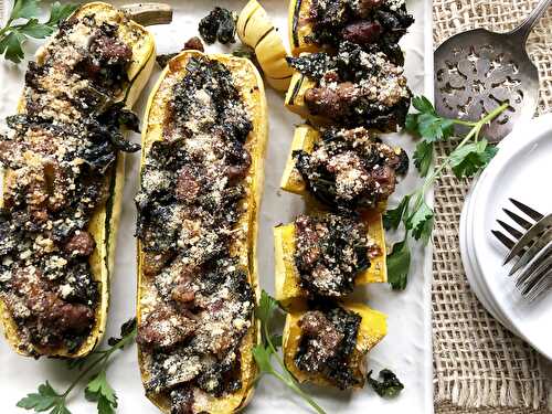 Sausage stuffed delicata squash