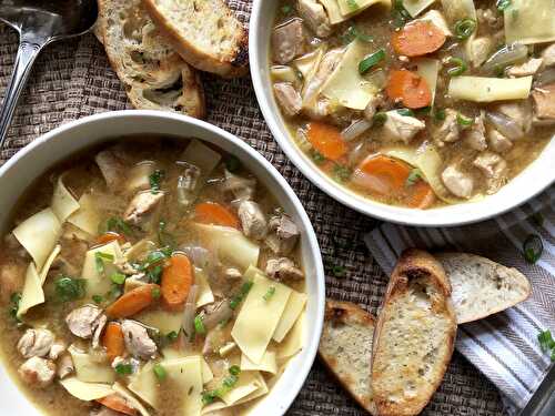 Quick & rich chicken soup with fresh noodles