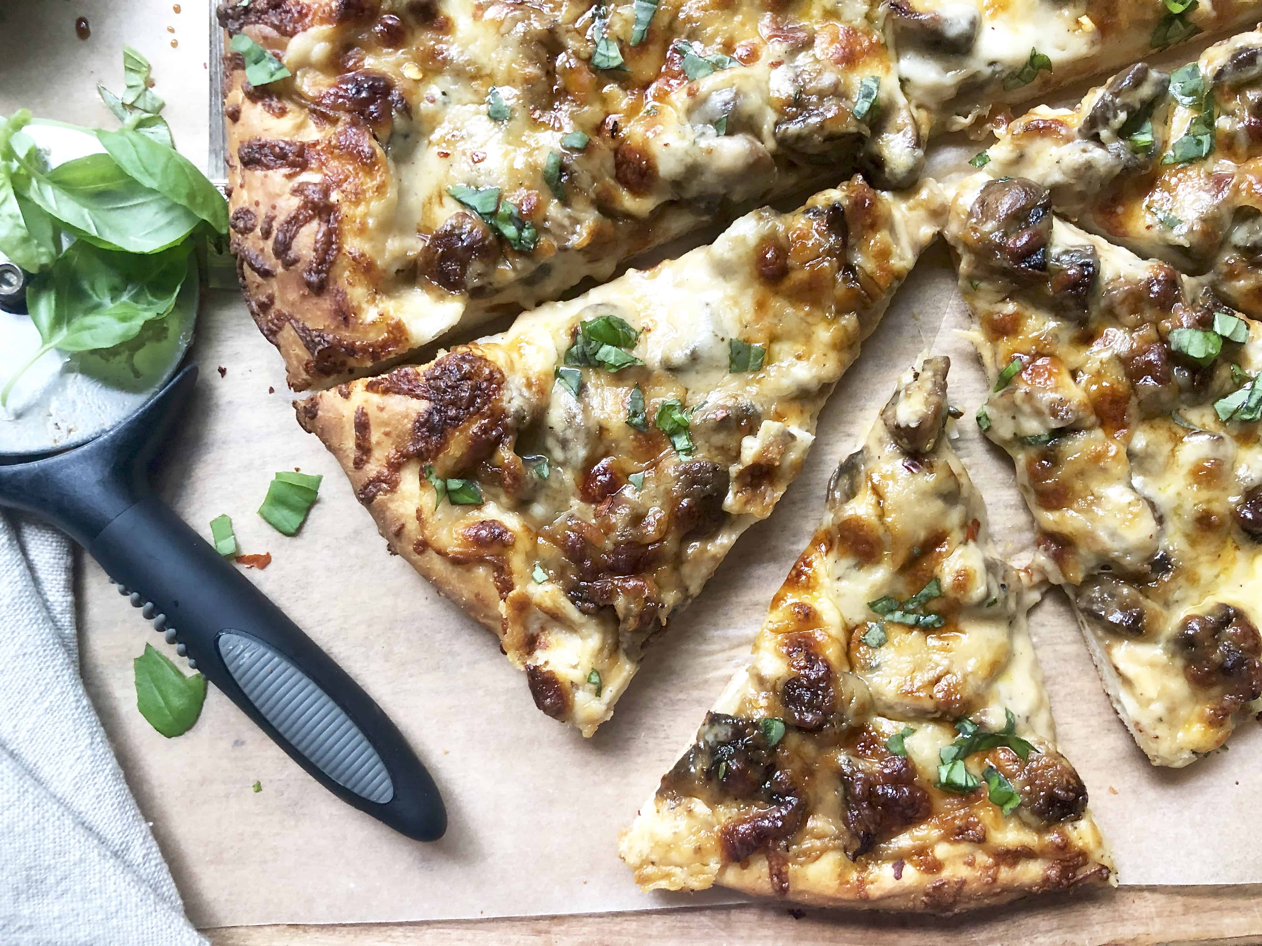 Awesome mushroom marsala pizza