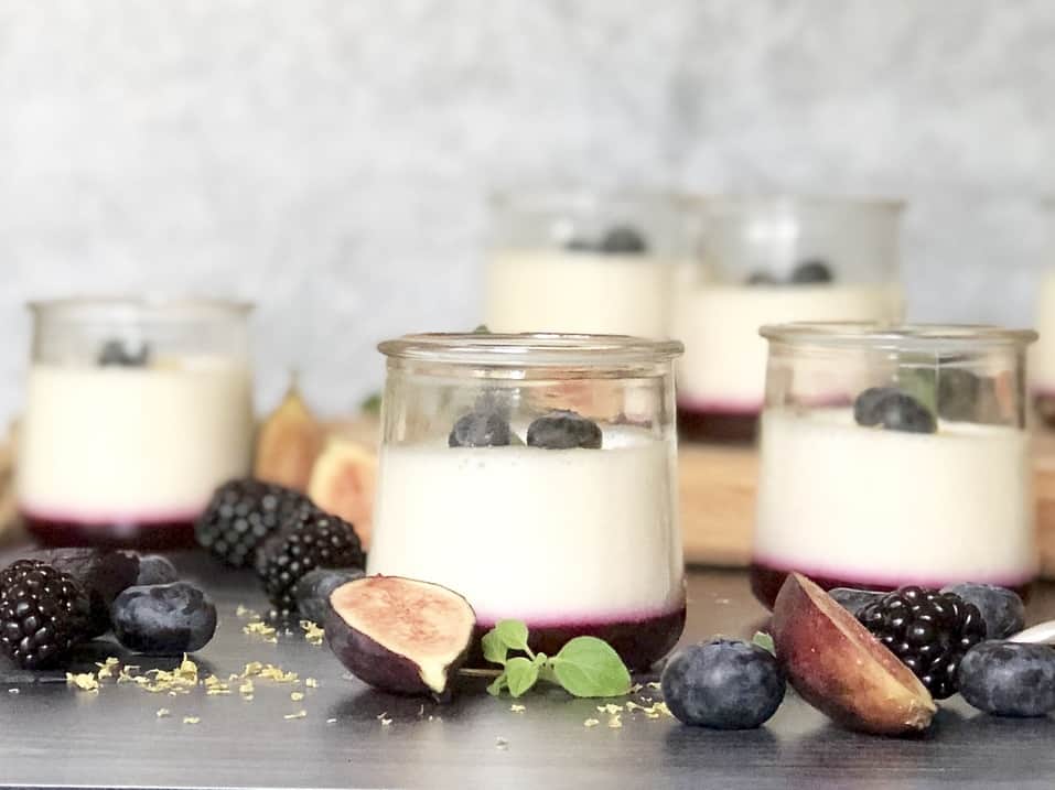 Lemon Yogurt Mousse with Blueberry Sauce