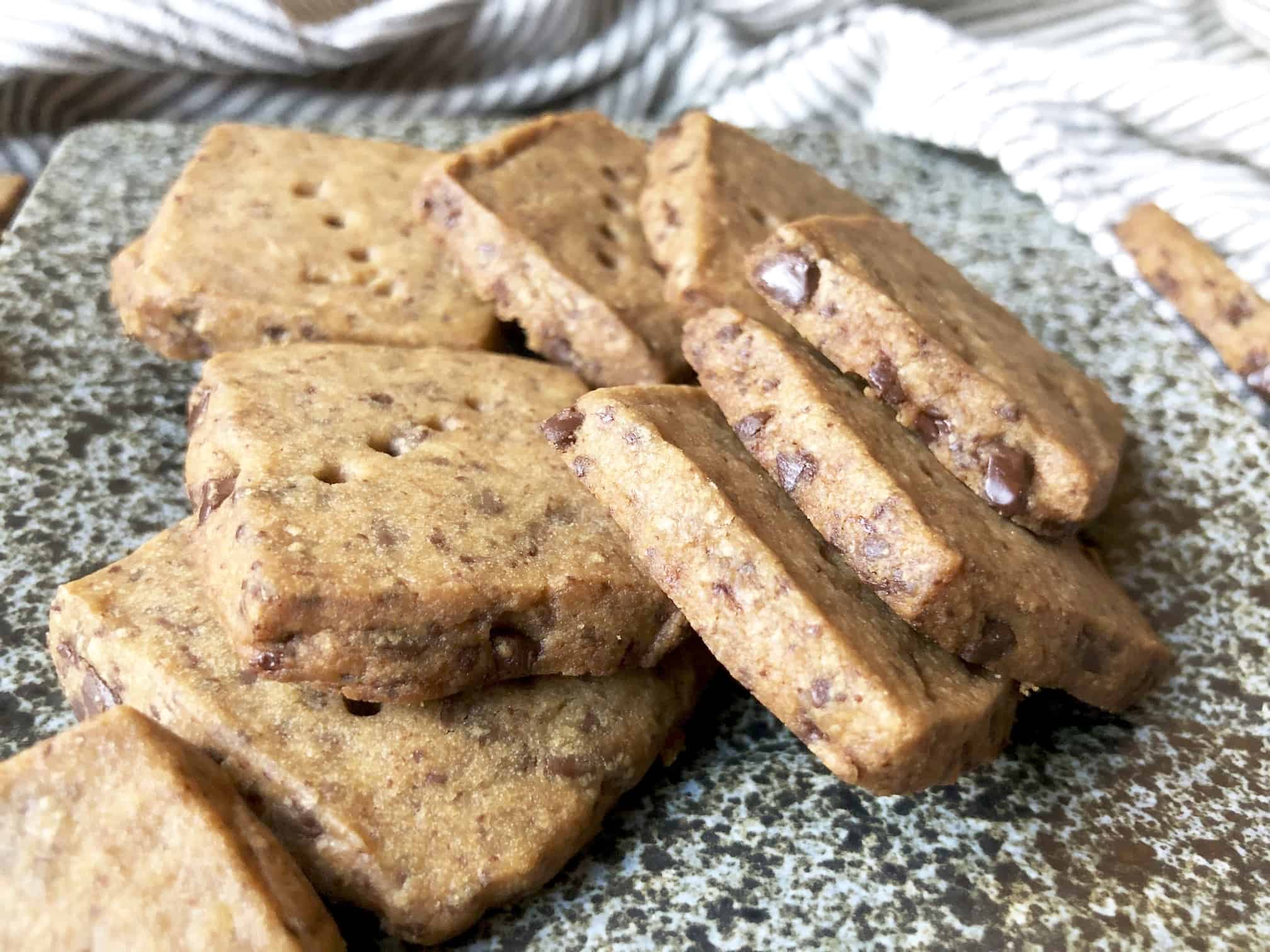 Espresso chocolate chip shortbread cookies