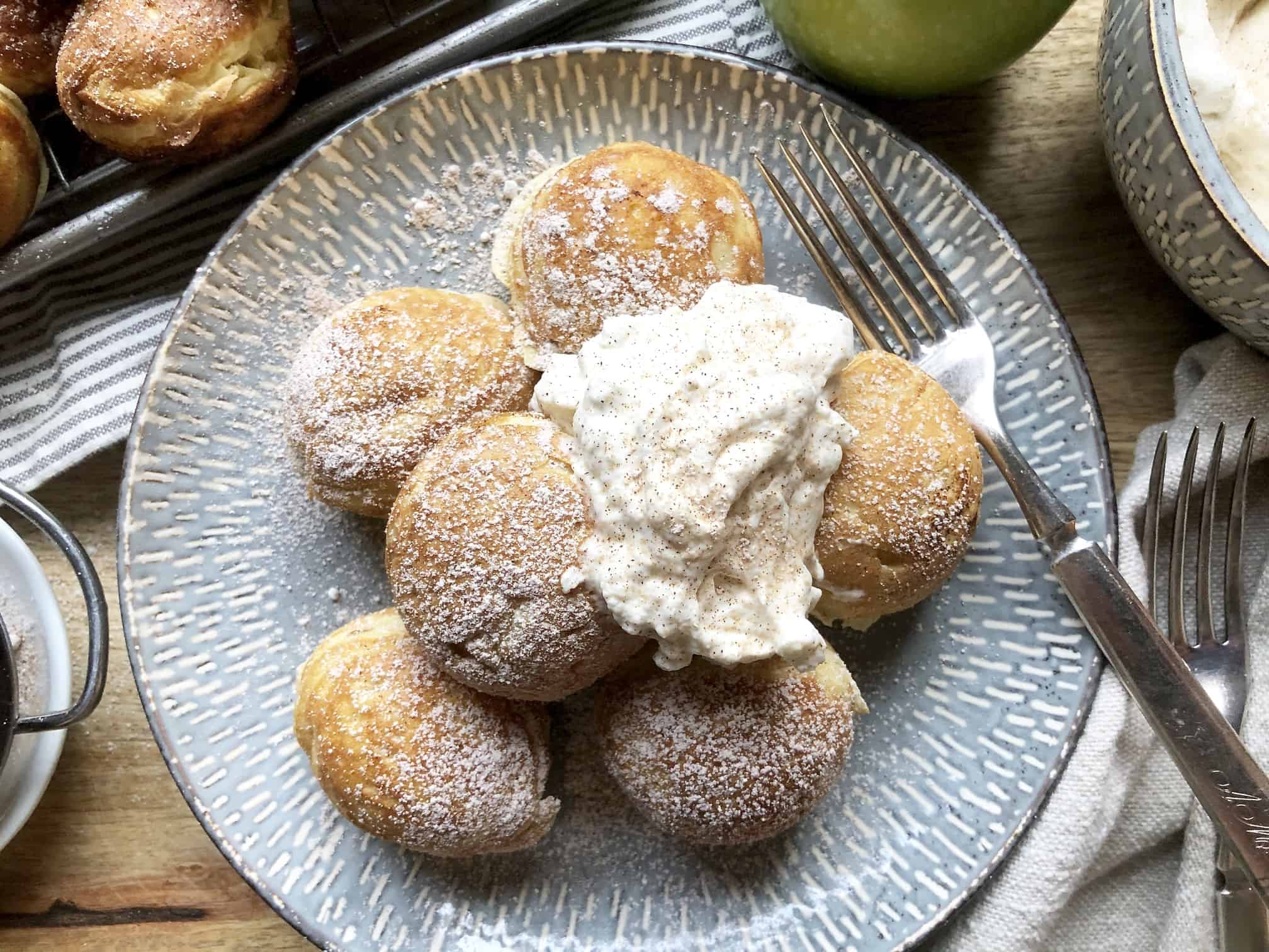 Apple-filled ebelskiver (danish pancakes)