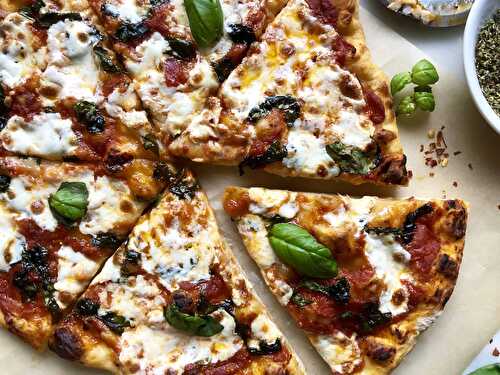 Pizza margherita with authentic neopolitan crust