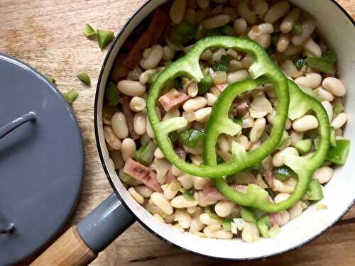 Bbq white beans with peppers