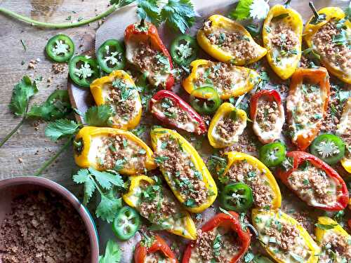 Crowd-pleasing queso-filled mini peppers