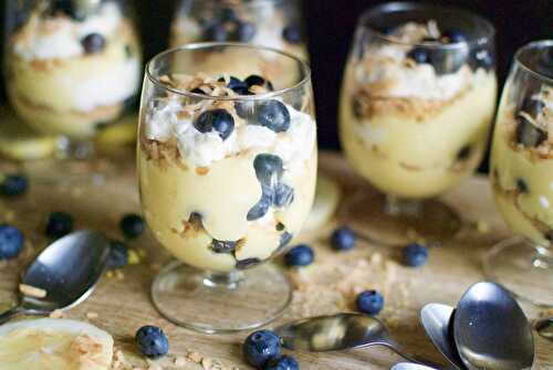 Lemon curd mousse with blueberries