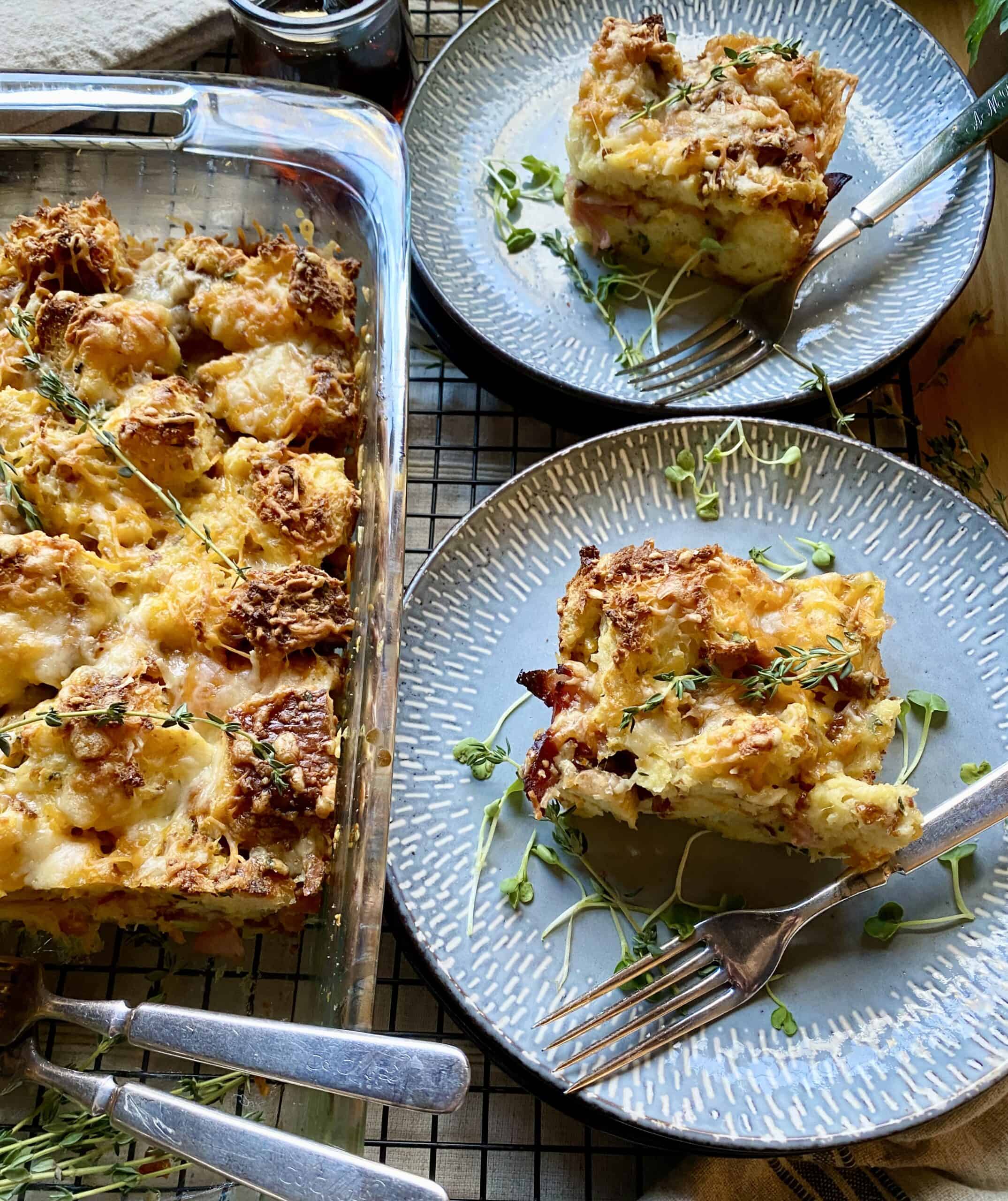 Savory breakfast bread pudding