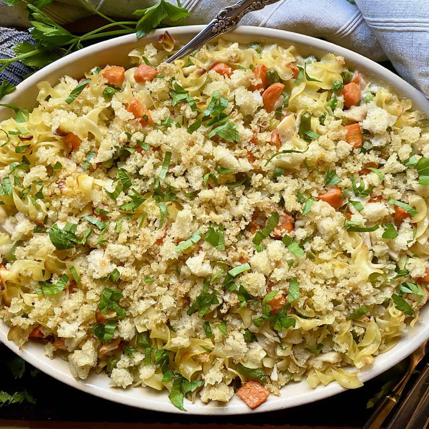 Chicken potpie noodle bake