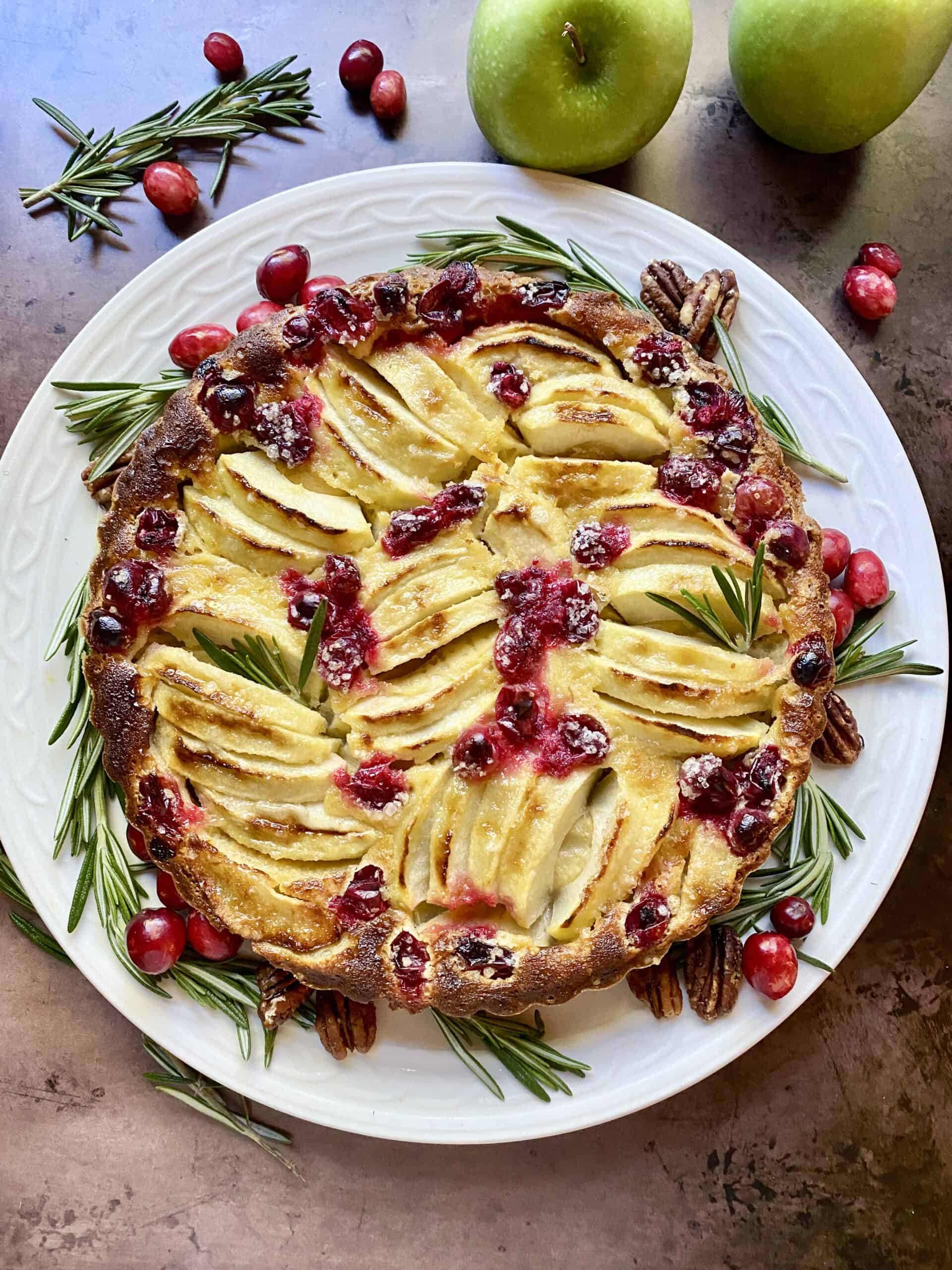 Apple & Cranberry Tart with Rosemary Custard
