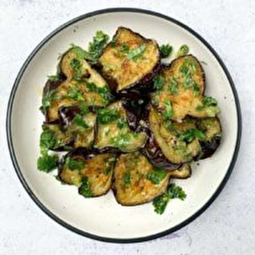 Unforgettable roasted eggplant salad with lemon paste