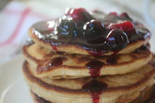 Browned Butter Pancakes with Blueberry Compote