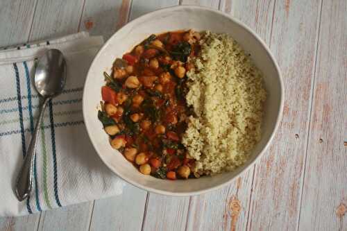 Spinach Chickpea Stew with Garlic Couscous
