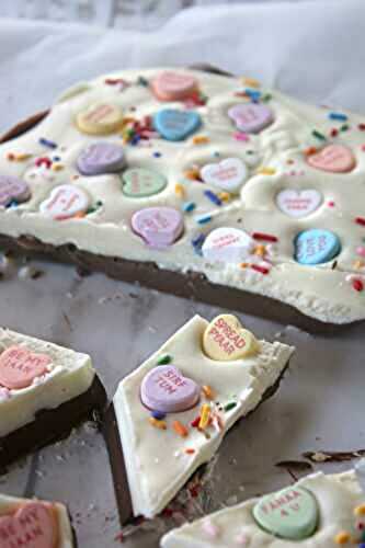 Conversation Hearts Chocolate Bark