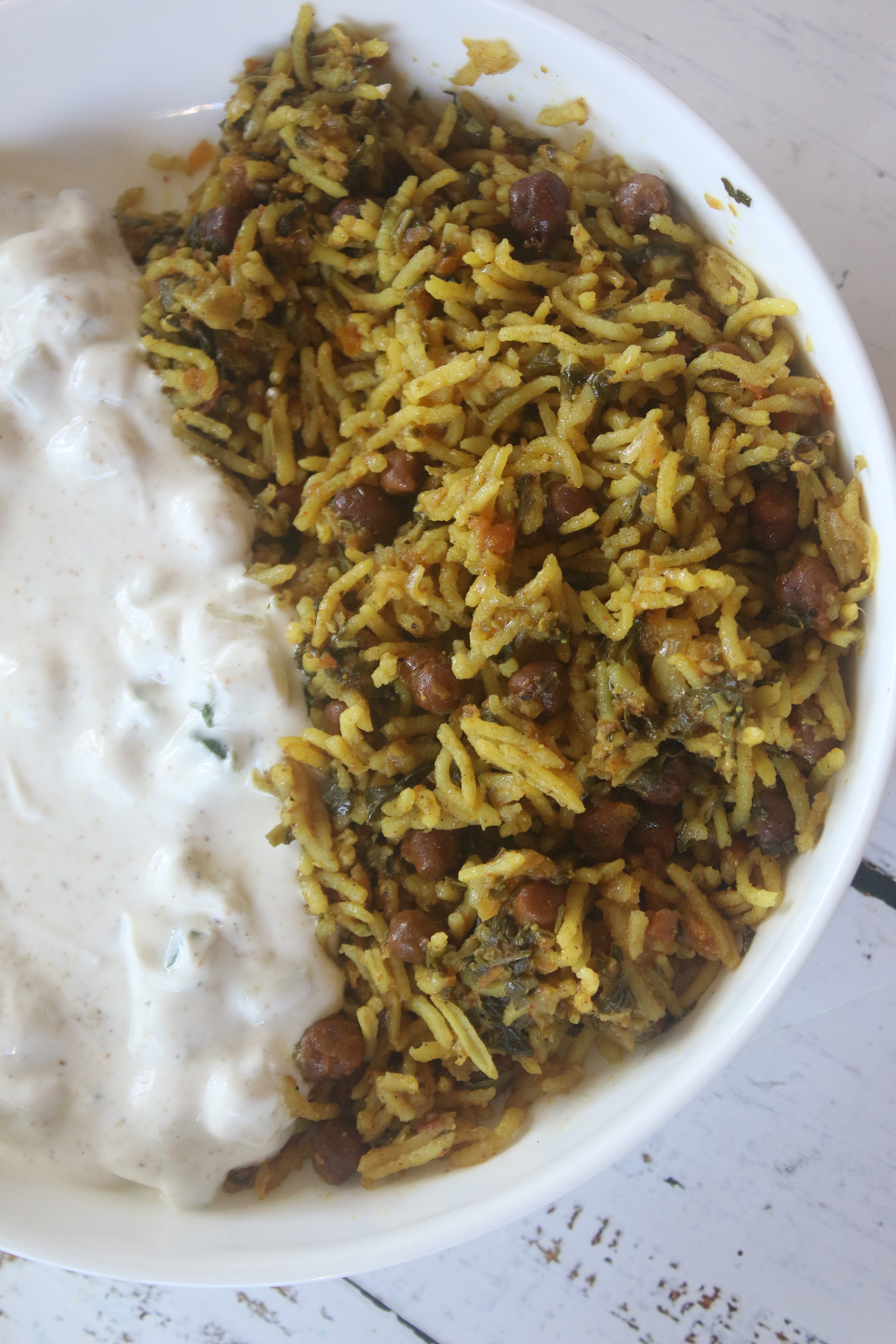 Kala Chana and Methi Pulao