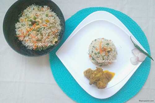 Bengali vegetable pulao recipe aka Bengali white fried rice recipe -