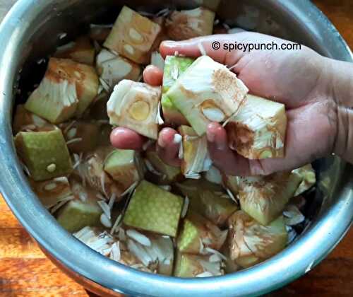 How to cut raw/unripe jackfruit at home & store - step by step -