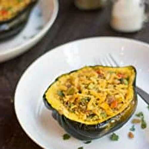 Acorn Squash Stuffed with Chicken Sausage, Quinoa and Peppers