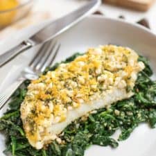 Baked Lemon Dill Cod with Spinach