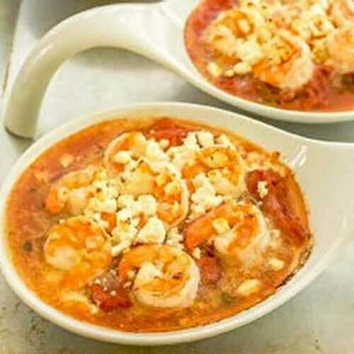 Baked Shrimp with Tomato, Feta Cheese and Capers