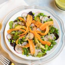 Carrot, Radish and Sweet Pea Salad with Lemon-Basil Vinaigrette