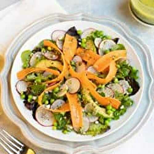 Carrot, Radish and Sweet Pea Salad with Lemon-Basil Vinaigrette