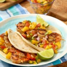 Grilled Shrimp Tacos Recipe with Tomato Mango Salsa