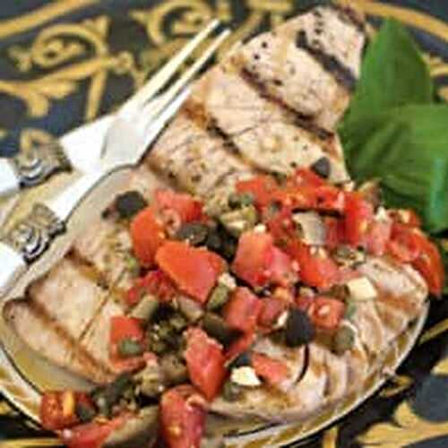 Grilled Tuna Steak with Puttanesca Sauce