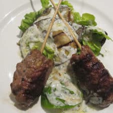 Lamb Kabobs with Grilled Eggplant & Mint-Yogurt Sauce