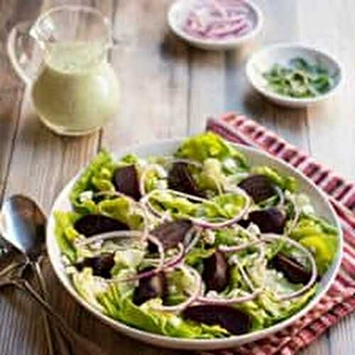 Roasted Beet Salad with Arugula Dressing