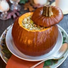 Roasted Pumpkin with Apple-Cashew Stuffing