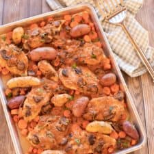 Sheet Pan Chicken with Mushroom-Onion Sauce