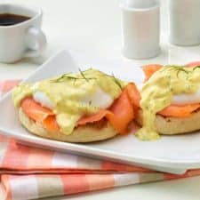 Smoked Salmon Eggs Benedict with Mustard-Dill Sauce