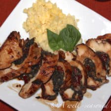 Spinach and Cheese Stuffed Chicken Breasts with a Cherry Balsamic Glaze