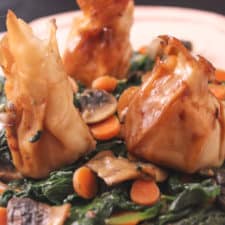 Spinach and Mushrooms with Cheese Dumplings