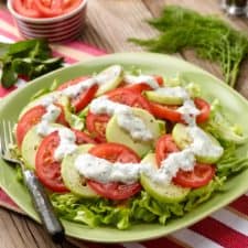 Tomato Cucumber Salad with Yogurt-Herb Dressing