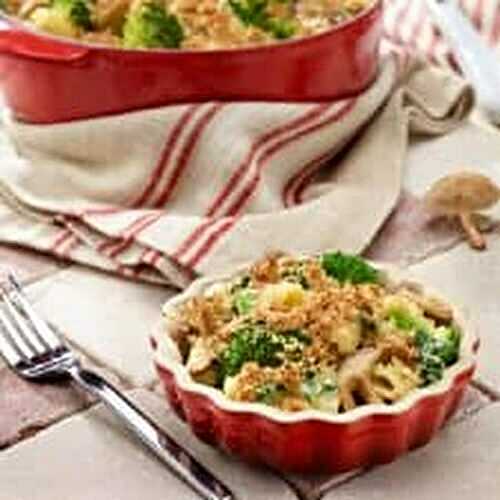 Vegetable Casserole with Broccoli, Mushroom, Spinach and Cheese