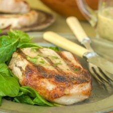 Boneless Pork Chops Sous Vide with Arugula