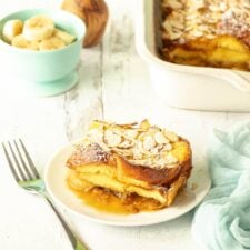 Easy Baked Banana French Toast with Caramel Sauce